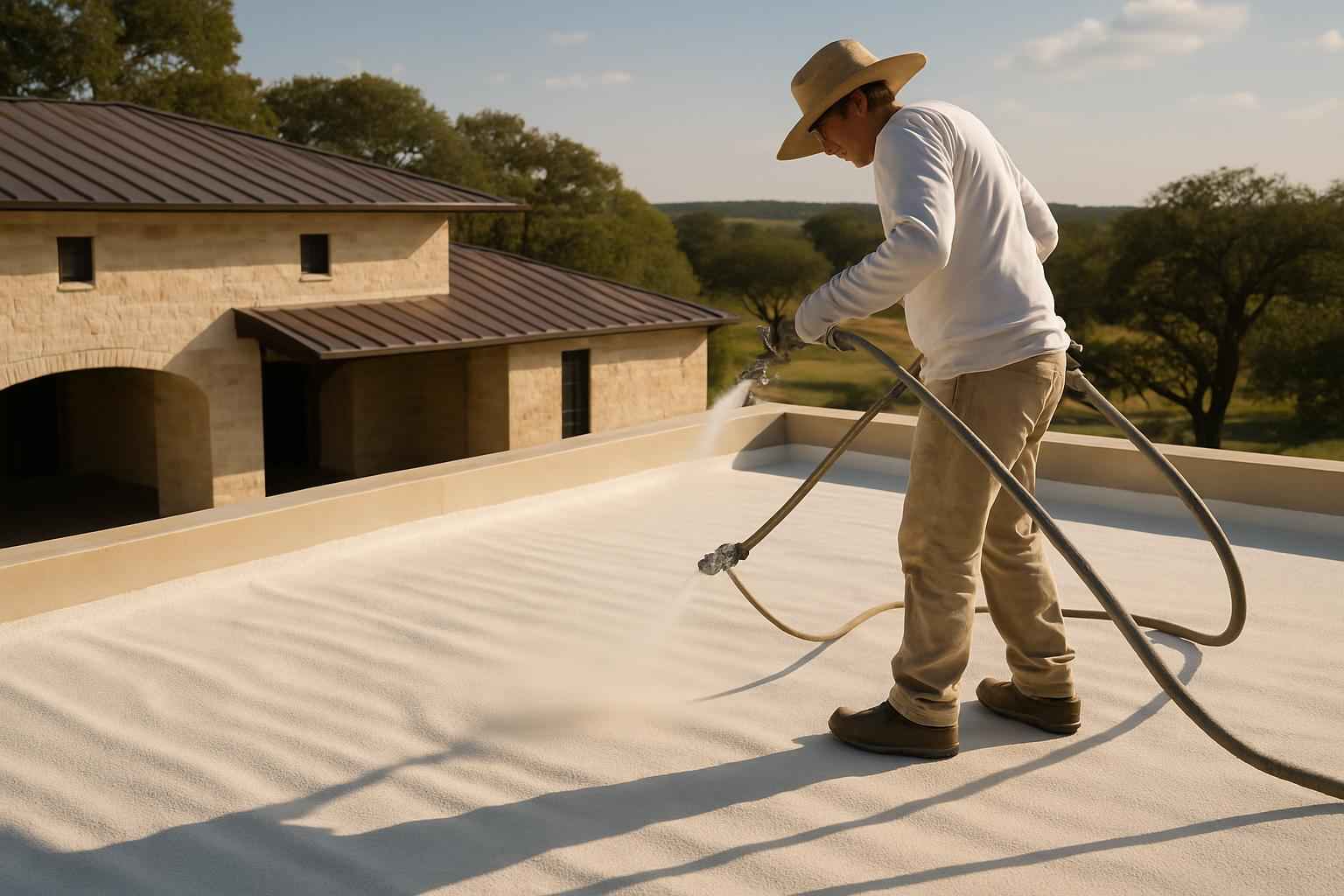 Foam Roof Recoat Maintenance in Hye TX