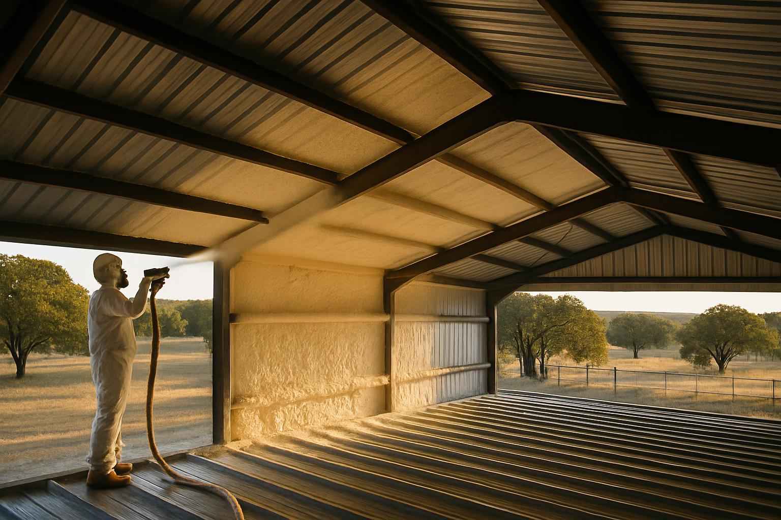 Warehouse Metal Roof Foam in Luckenbach TX