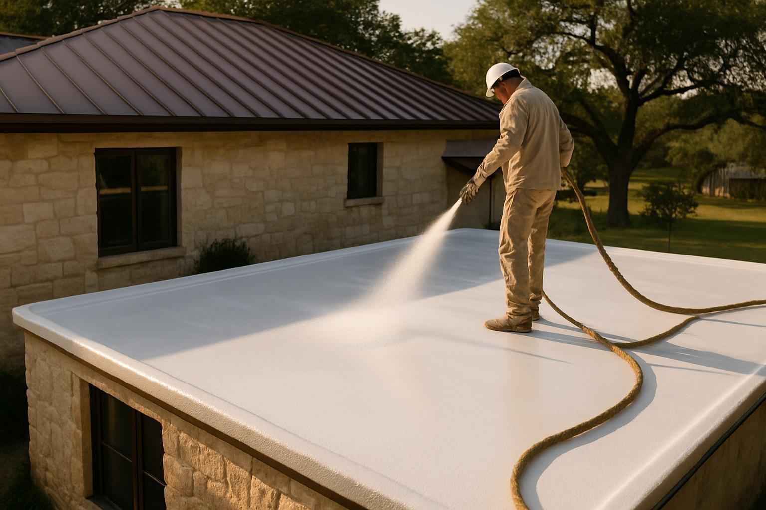 Foam Roof Recoat Maintenance in Sisterdale TX