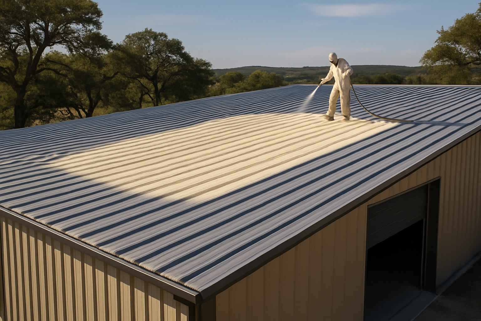 Warehouse Metal Roof Foam in Sisterdale TX