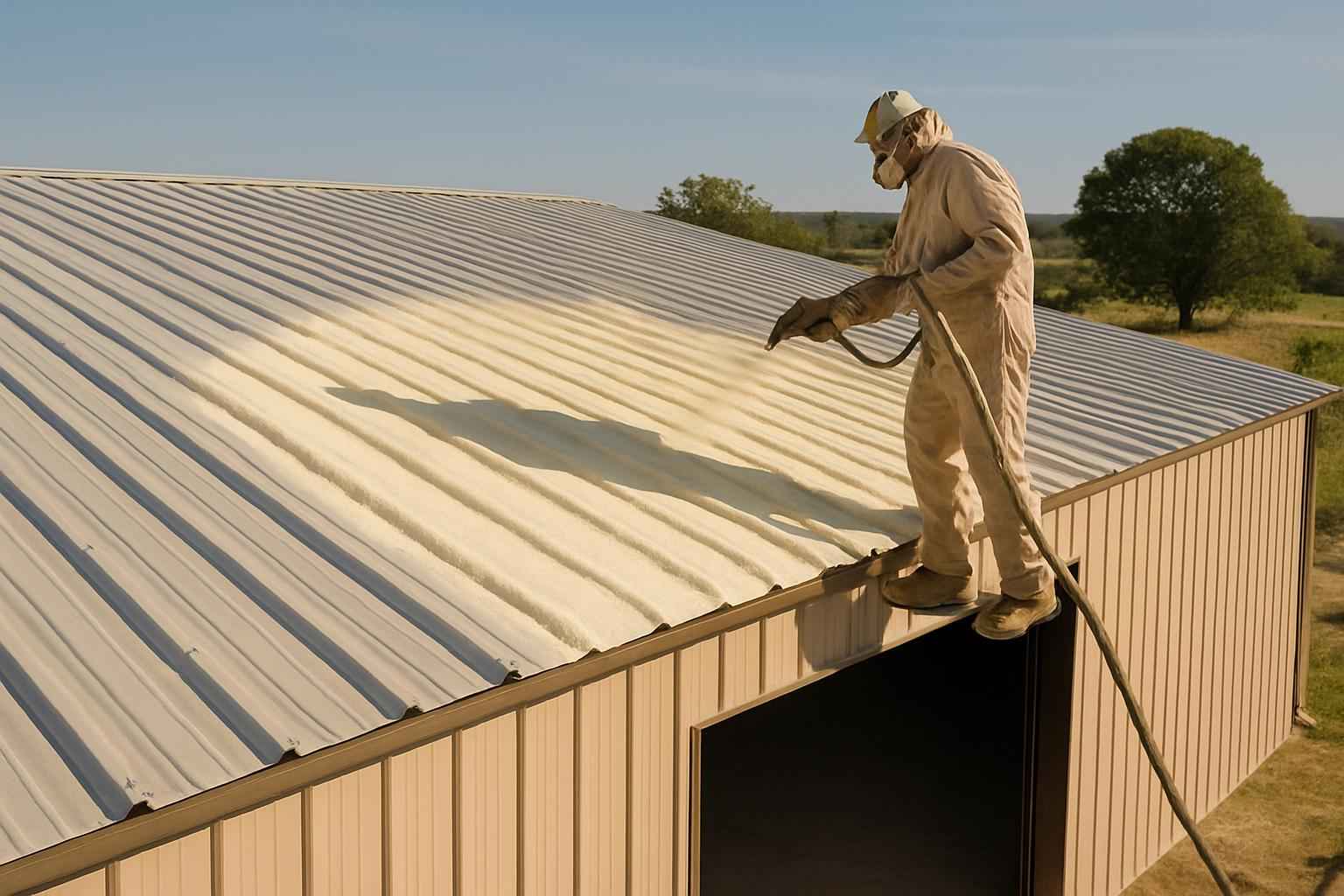 Warehouse Metal Roof Foam in Waring TX