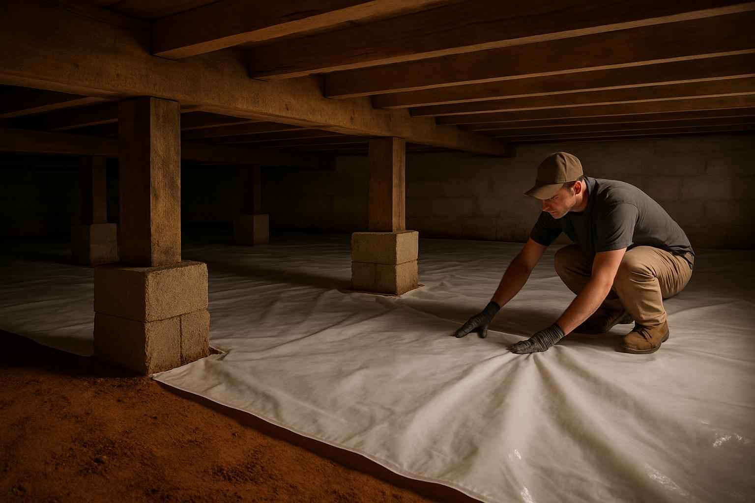 Crawl Space Vapor Barrier Installation in Round Mountain TX
