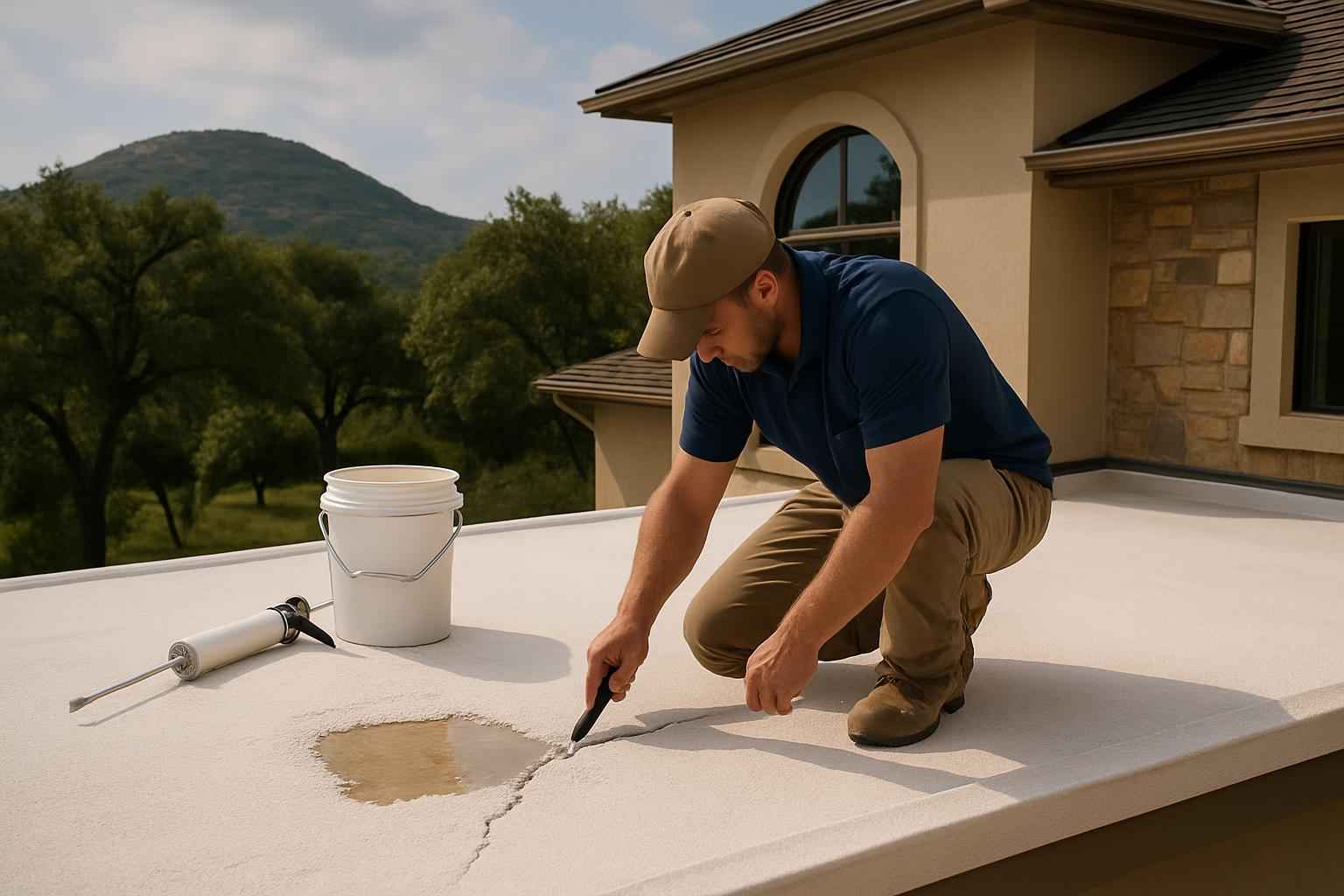Foam Roof Leak Repair Service in Round Mountain TX
