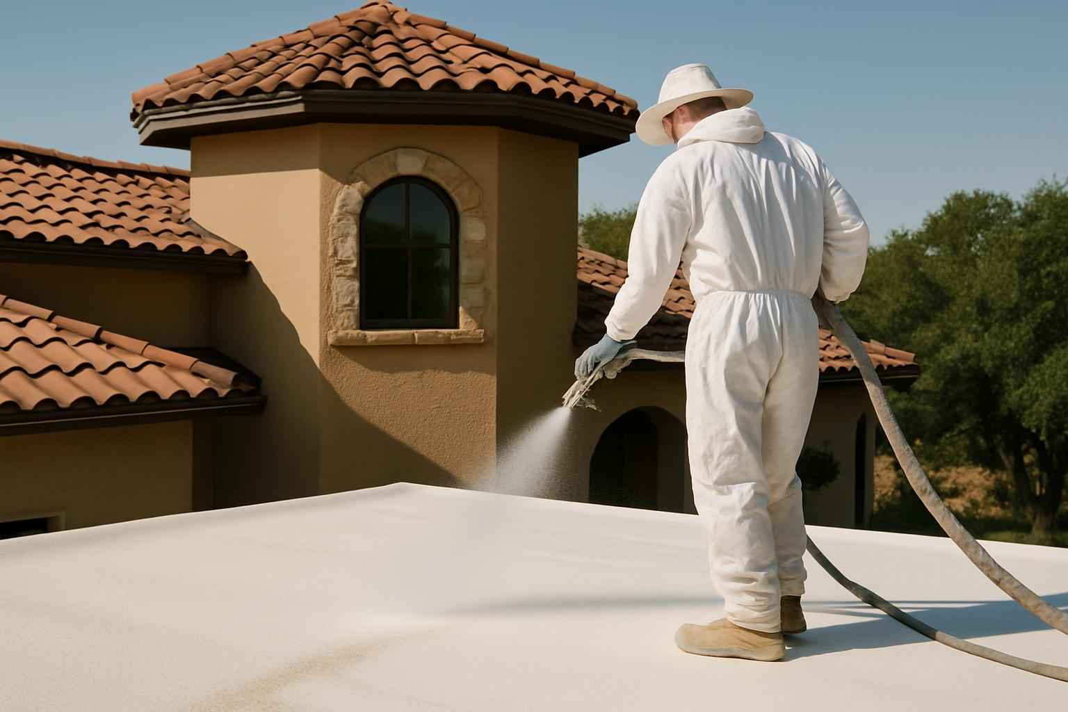 Foam Roof Recoat Maintenance in Cypress Mill TX