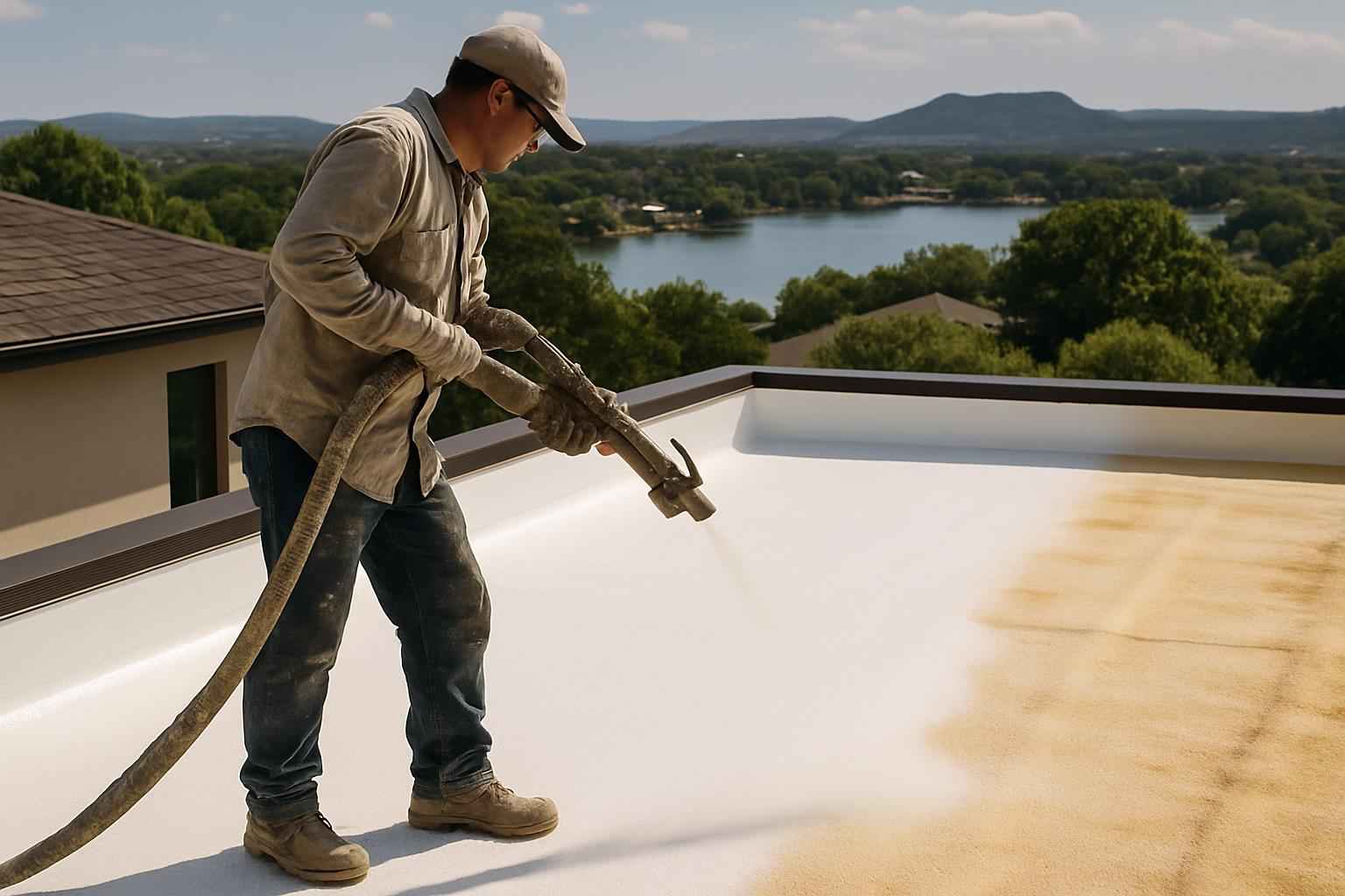 Foam Roof Recoat Maintenance in Kingsland TX