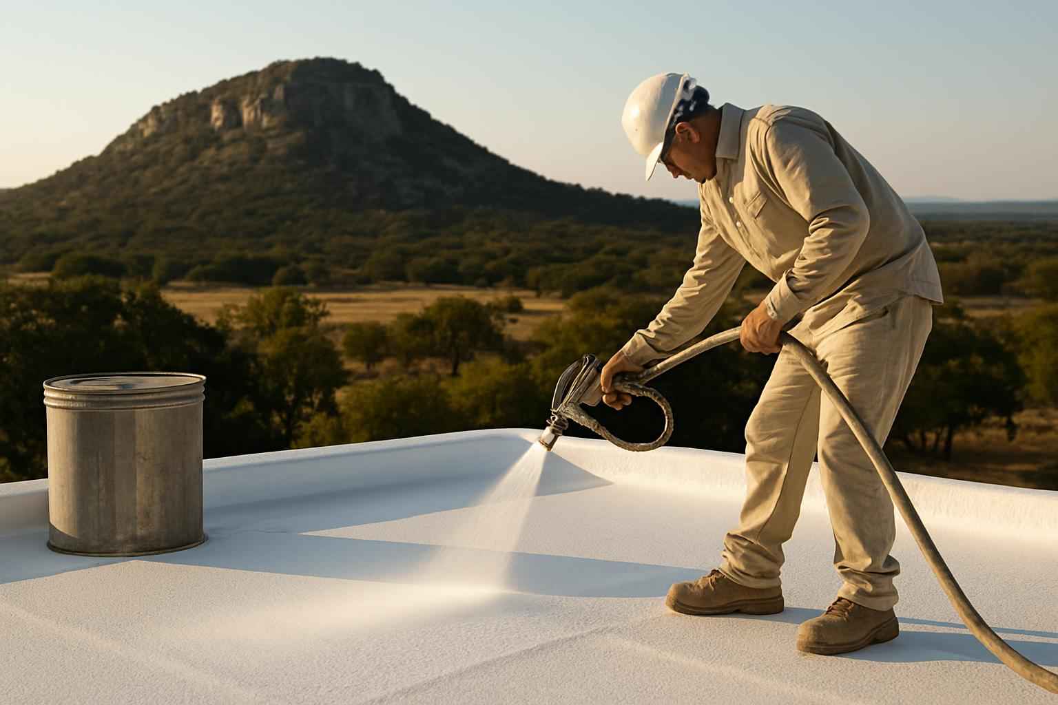 Foam Roof Recoat Maintenance in Round Mountain TX