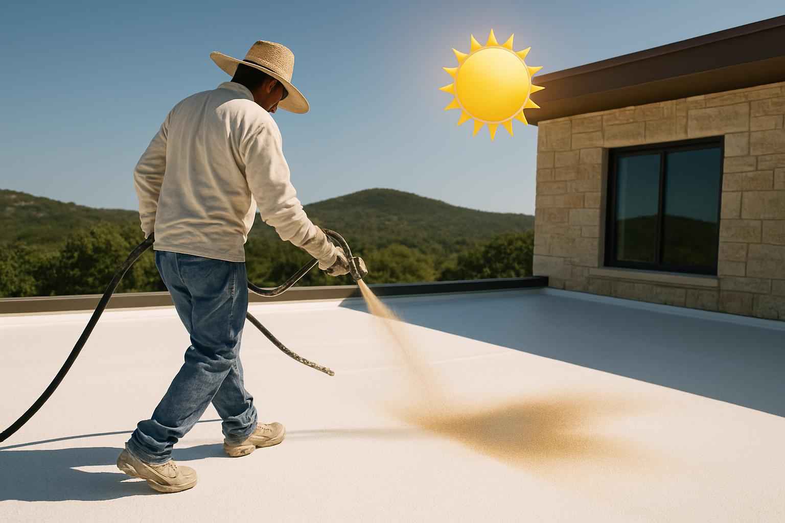 UV Resistant Foam Roof Recoating In Round Mountain TX