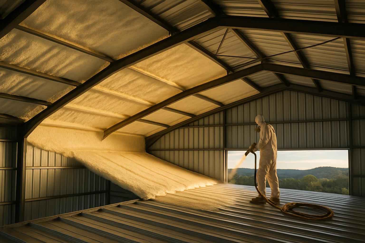 Warehouse Metal Roof Foam in Hunt TX