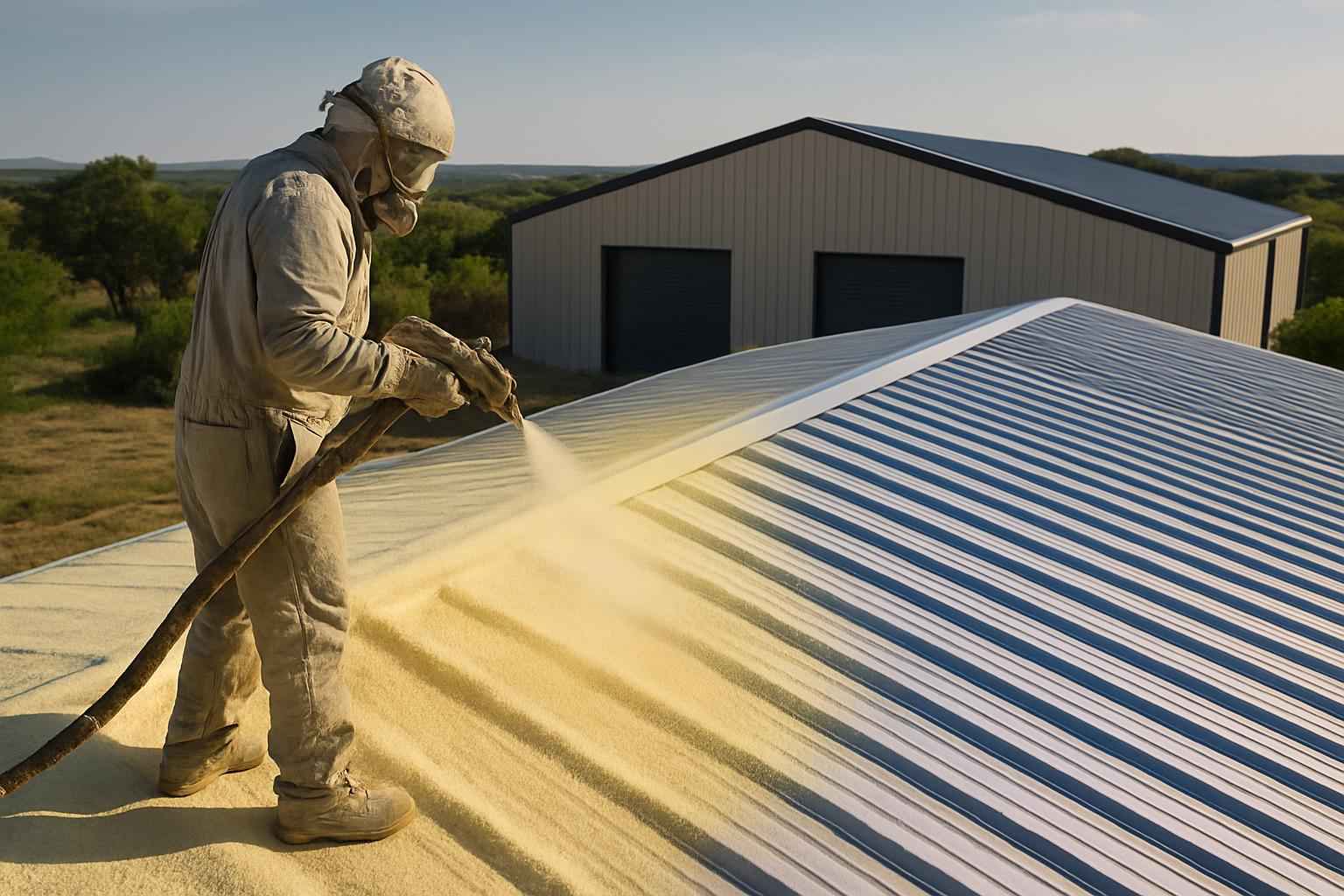 Warehouse Metal Roof Foam in Kingsland TX