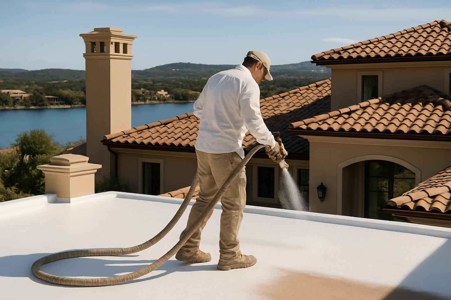 Foam Roof Recoat Maintenance in Cottonwood Shores TX