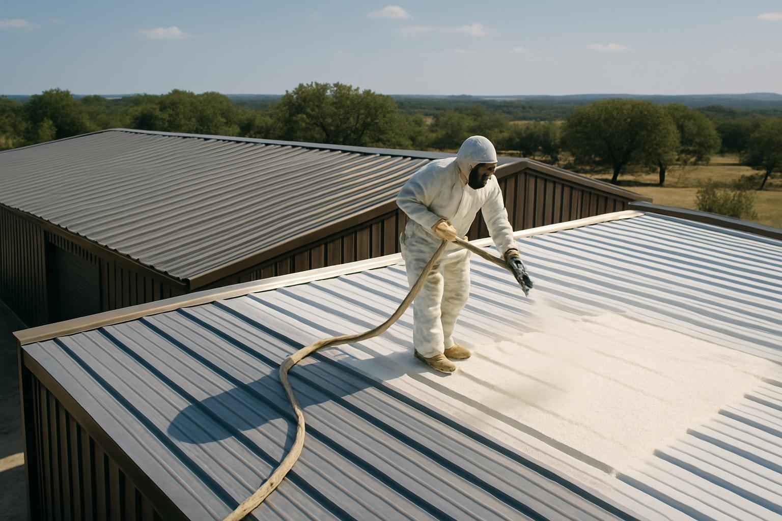 Warehouse Metal Roof Foam in Pontotoc TX