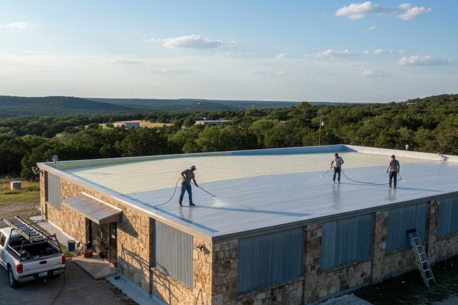 Foam Roof Recoat Maintenance In Kendalia TX