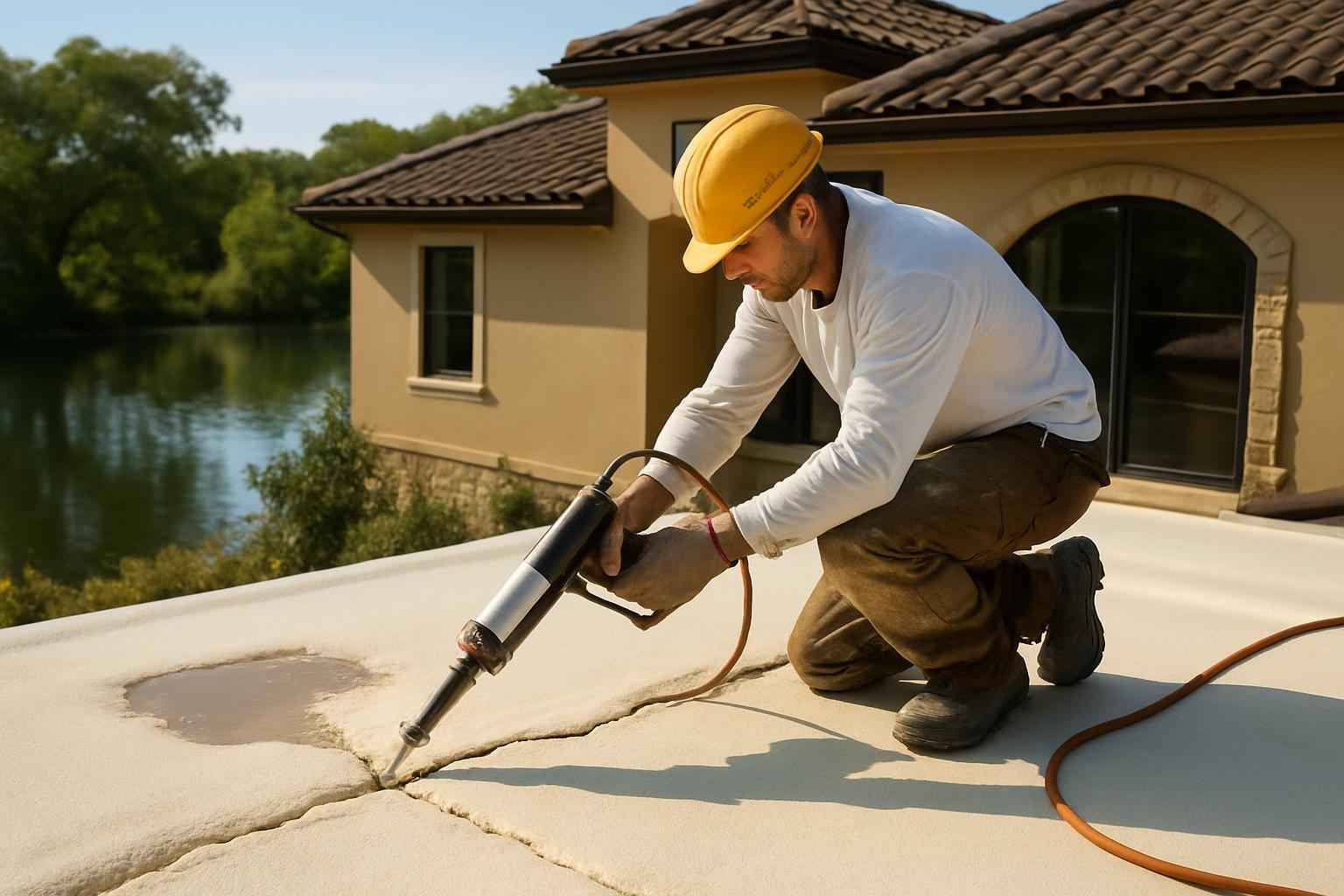 foam roof leak repair service in cottonwood shores tx