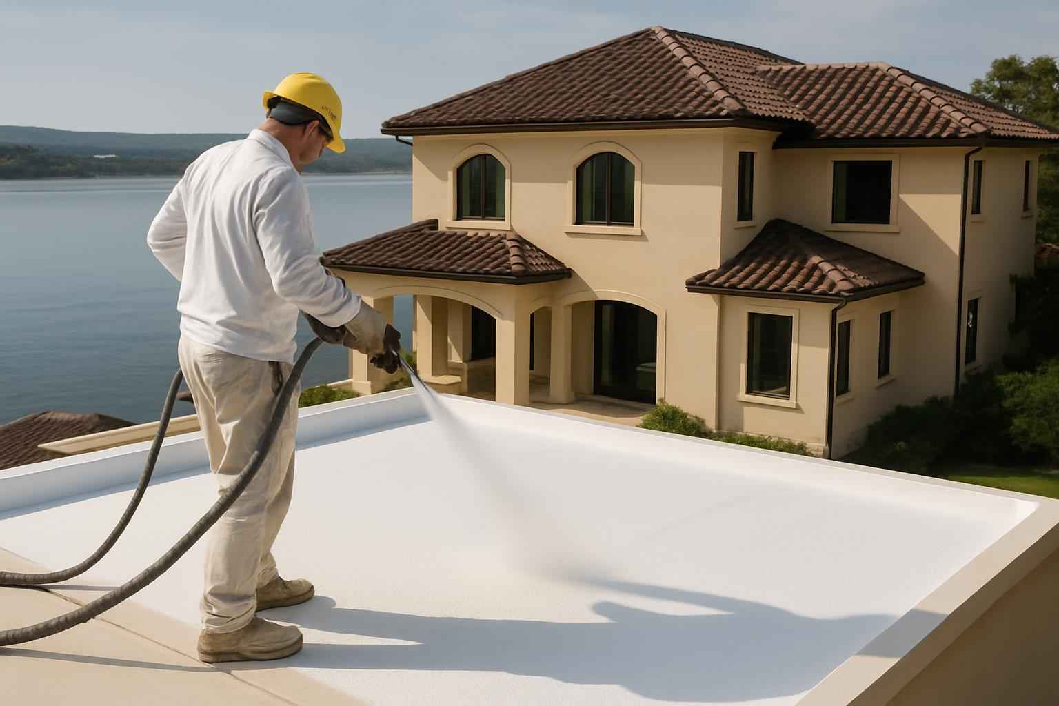 foam roof recoat company in cottonwood shores tx