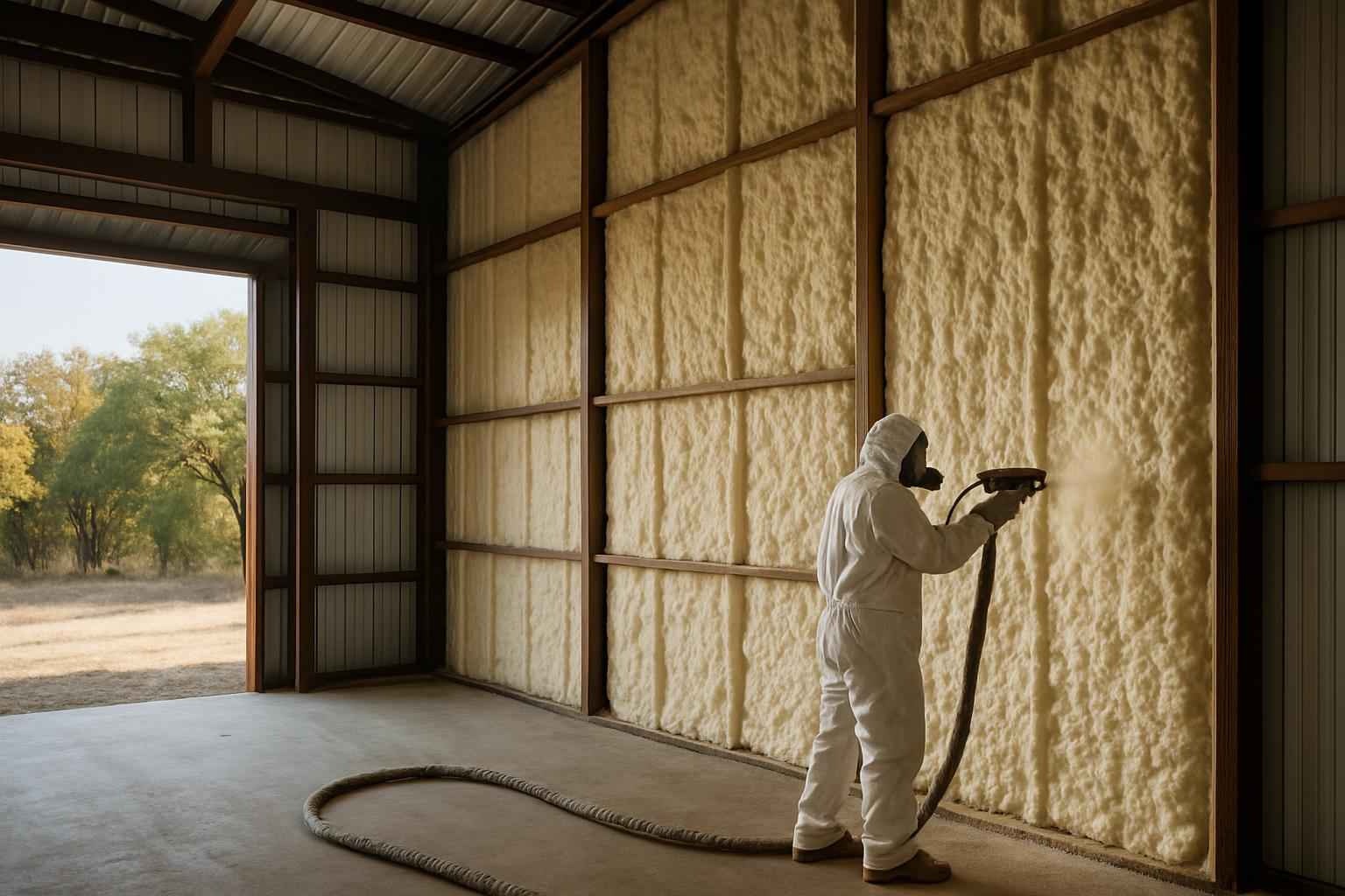 pole barn wall foam service in cottonwood shores tx